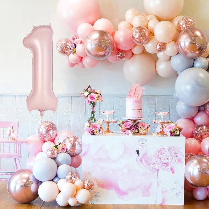 Light Pink Number 17 Balloon, 40 Inch Giant Mylar Number Balloons, Large Foil - Image 4