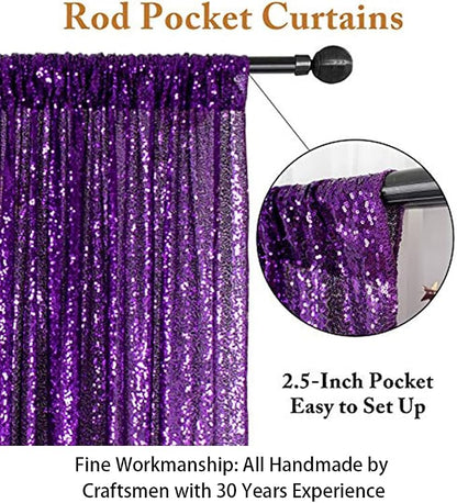 ShinyBeauty Sequin Curtains 2 Panels Purple 2FTx8FT Sequin Photo Backdrop Royal - Image 4