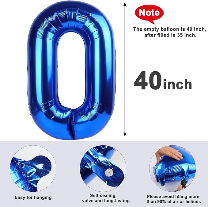 Large Number 0 Balloons Dark Blue Birthday Party Decorations - Image 5