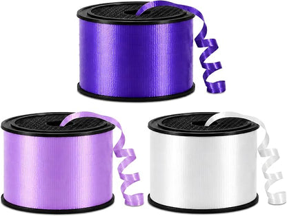 BEISHIDA 3 Pack 100 Yard Matte Purple White Curling Crimped Ribbon Balloon by Beishida