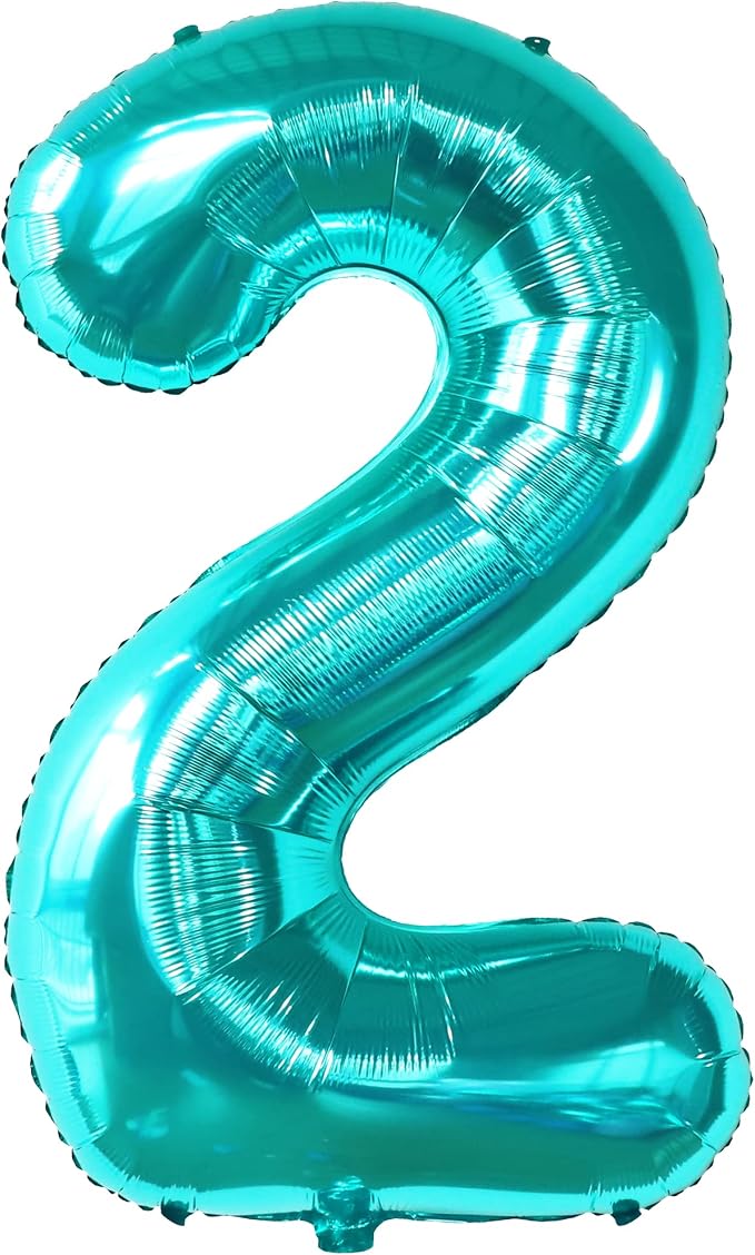 KatchOn Aqua Blue Number 2 Balloon 40 Inch 2nd Birthday Decorations - Image 8