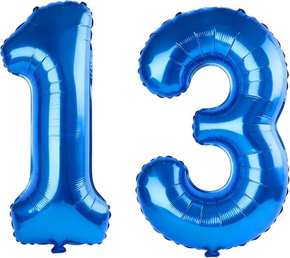 40 Inch Number 13 Balloons for 13th Birthday Party Decorations, 0-100 Dark Blue by FOBELEC