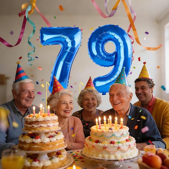 40 Inch Number 79 Balloons for 79th Birthday Party Decorations, 0-100 Dark Blue - Image 2