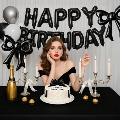 4 Pcs Black Bow Balloons, 31”Huge Bow Aluminum Foil Balloons - Image 7