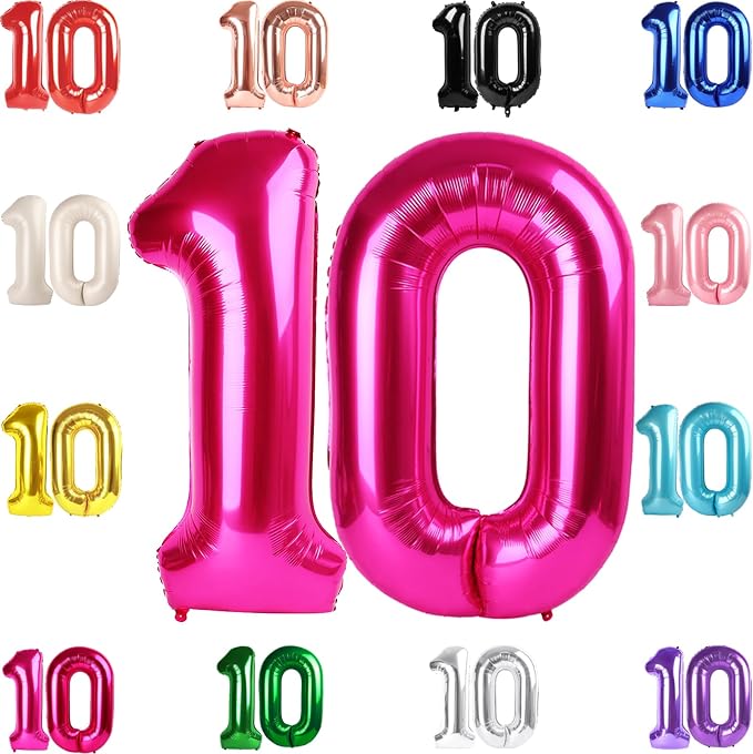Hot Pink Number 10 Balloon 40 Inch by IWERP