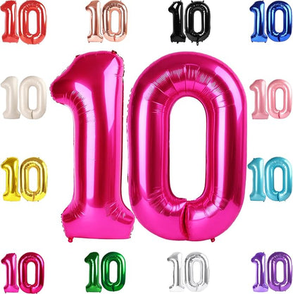 Hot Pink Number 10 Balloon 40 Inch by IWERP