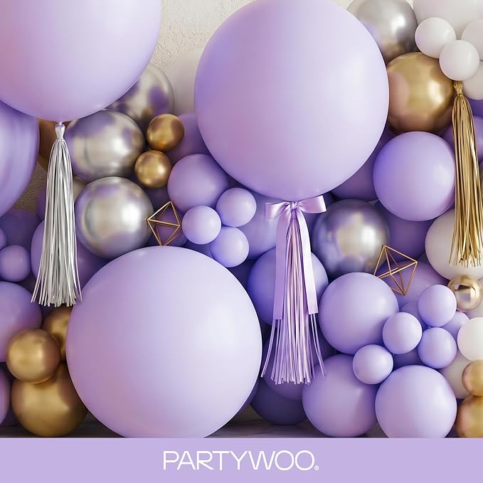 PartyWoo Lavender Balloons 120pcs Light Pastel Purple Lilac Color | 18 12 10 5 - Image 8