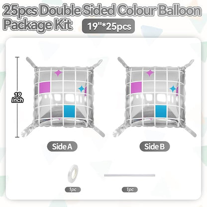 Disco Double Sided Square Foil Balloons Wall, 19 Inches Pink Metallic Foil - Image 2