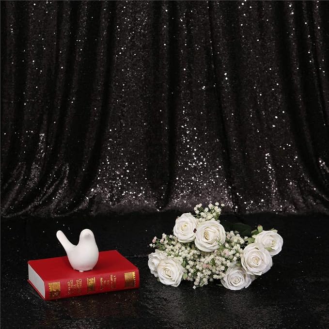 Eternal Beauty Black 3mm Sequin Backdrop 2x8 Ft 2 Pack Wedding | Dense Sparkle - Image 8