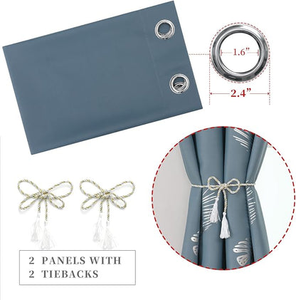 Stone Blue Blackout Curtains & Drapes 102 Inch Length 2 Panels Set - Image 4