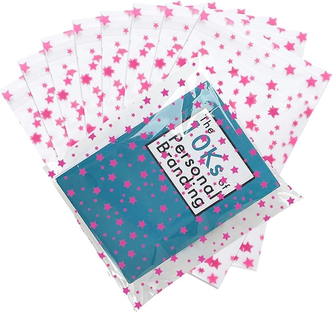 COQOFA 100 Pcs Star Printed Sealable Gift Wrap Cello Cellophane Bags Self by COQOFA