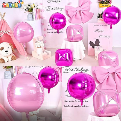 22 Inch Hot Pink Foil Balloons, Big Round Foil Balloon - Image 3