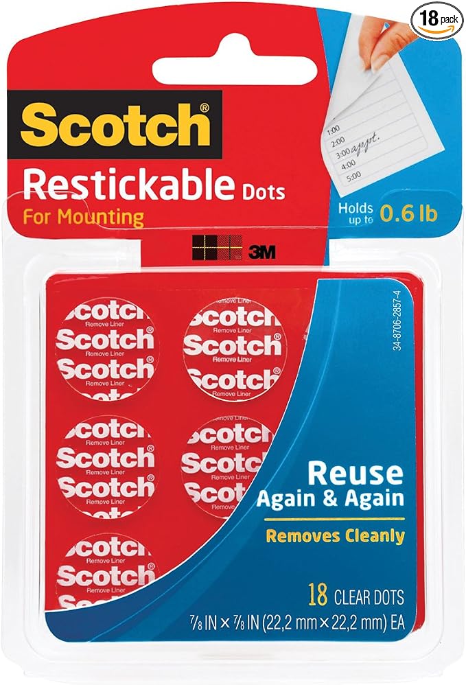 Scotch Restickable Dots, Remove Cleanly, Mount Objects on Stainless Steel by Unknown