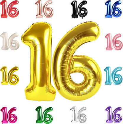 Gold Number 16 Balloon 40 Inch by IWERP