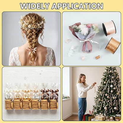 TONIFUL Nude Beige Caramel Curling Ribbon Balloon String Gift Wrapping | 600 - Image 6