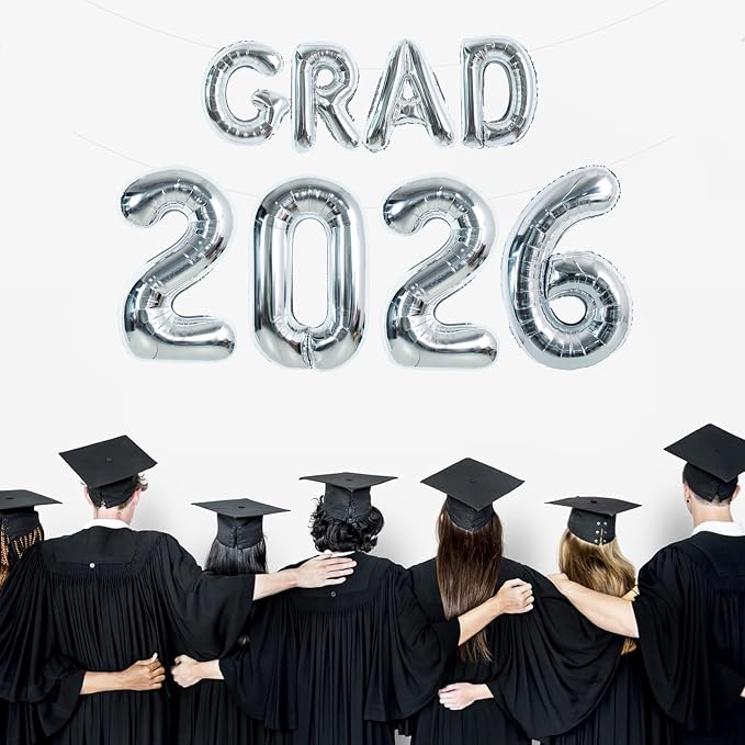 TONIFUL Graduation Balloons 16 Inch Silver Grad Balloons 40 Inch Silver Large - Image 6
