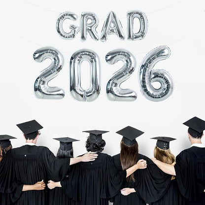 TONIFUL Graduation Balloons 16 Inch Silver Grad Balloons 40 Inch Silver Large - Image 6