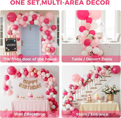 LOVESTOWN 150PCS Pink Rose Gold White Balloons Size of 18 12 10 5Inch | Pink - Image 4