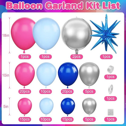 Royal Blue Hot Pink Balloon Arch Garland Kit - Image 2