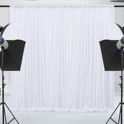10x10ft Wrinkle Free White Backdrop Curtain - Image 7