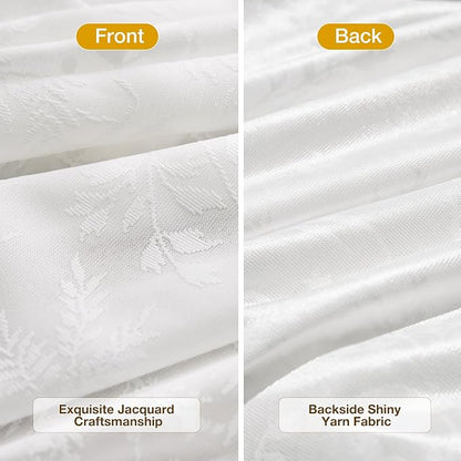 Anmao White Semi Sheer Light Filtering Extra Long Curtains 2 Panels, Leaf - Image 3