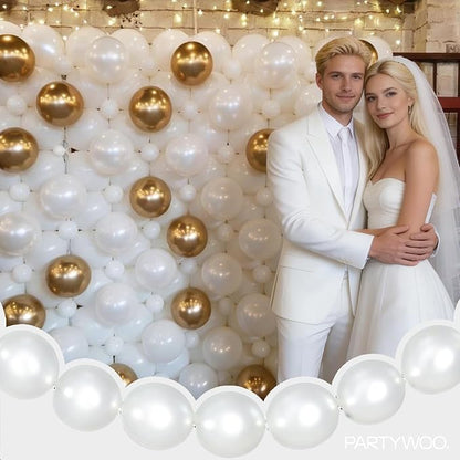 PartyWoo Pearl White Linking Balloons 100pcs 6 Inch White Link Balloons | - Image 8