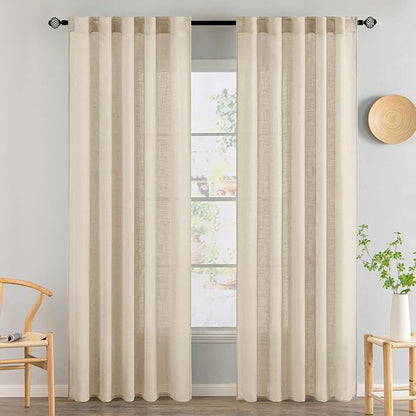 MIULEE Linen Curtains 52x84 Inch Length 2 Panels by MIULEE