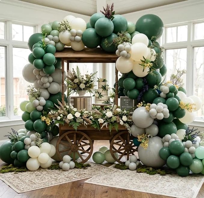Pastel Green Balloon Garland Kit Different Sizes Double Stuffed Balloons Latex - Image 6