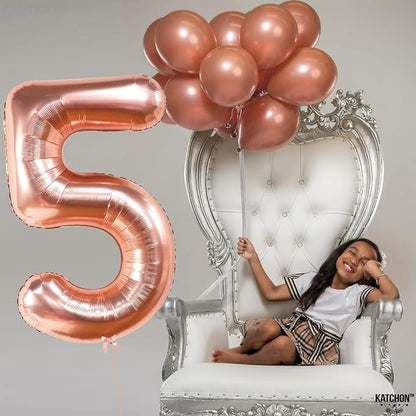 KatchOn, Rose Gold Number 5 Balloon - Image 3