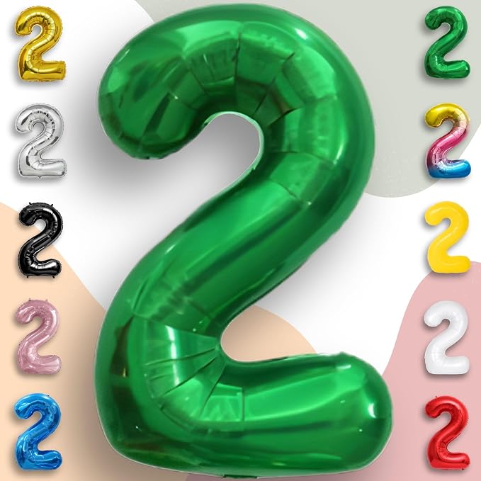 Green Number Balloon 2 Mylar Foil Balloons 16 inch - Image 6