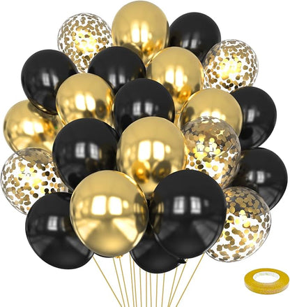 Black and Gold Balloons by Mobacurty