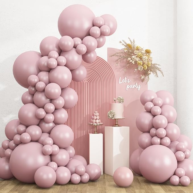 RUBFAC 135pcs Dusty Pink Balloons, Latex Boho Blush Pink Balloon Different by RUBFAC