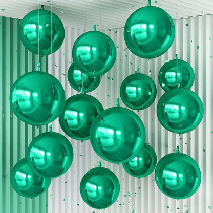 14 Pcs Green Round Foil Balloons 22/15/10 Hunter Emerald Forest Green Metallic by Froova