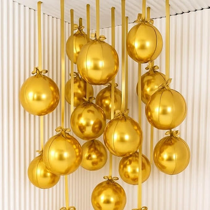 Gold Round Foil Balloons 32 Inch 5 Pcs 4D Ball Balloons Metallic Golden Balloon - Image 7