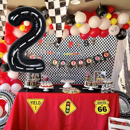 TONIFUL Race Car Black Balloons Car Birthday Party Supplies, 40 Inch Giant - Image 6