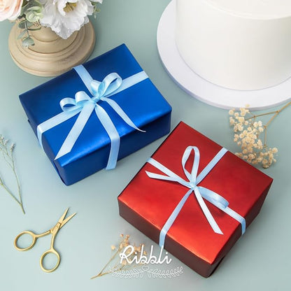 Ribbli Light Blue Baby Blue Double Faced Satin Ribbon, 1/4” x Continuous 25 - Image 4