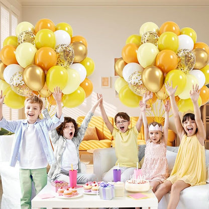 60pcs Yellow and White Balloons 12inch - Image 4