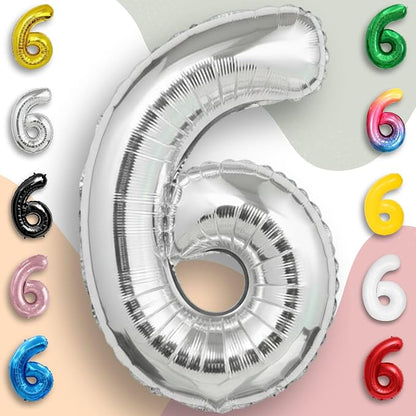 Silver Number Balloon 6 Mylar Foil Balloons 40 inch - Image 6
