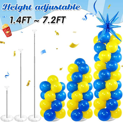 2 Set Blue Yellow Toy Inspired Cartoon Balloon Column Stand Kit - Image 6