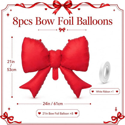 8Pcs Red Bow Foil Balloons, 21Inch Red Bow Shaped Balloons - Image 2