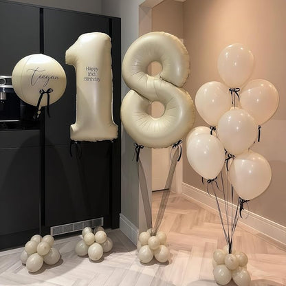 Cream Number 8 Balloons, 40 Inch 8 Balloons Giant Helium Foil Mylar Beige 8 - Image 4