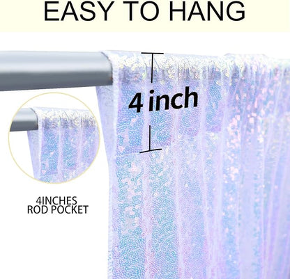 4×8FT-2PCS Mermaid Purple Sequin Backdrop Curtains Panels, Photography Backdrop - Image 5