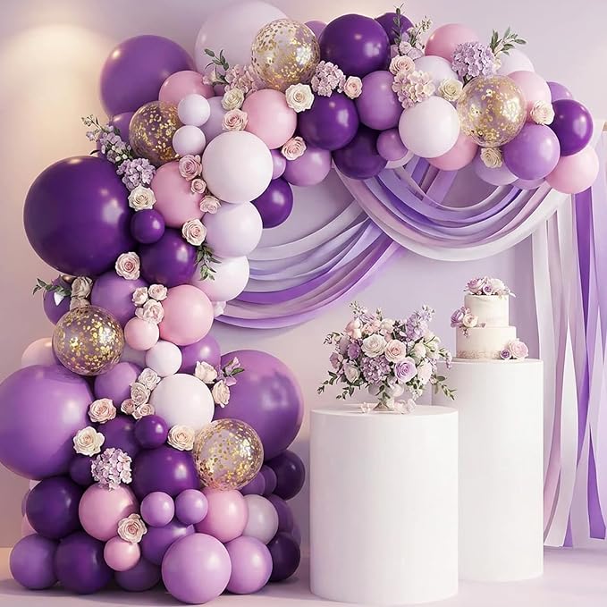 RUBFAC Purple Balloons Different Sizes Dusty Purple Party Balloon 154pcs | - Image 8