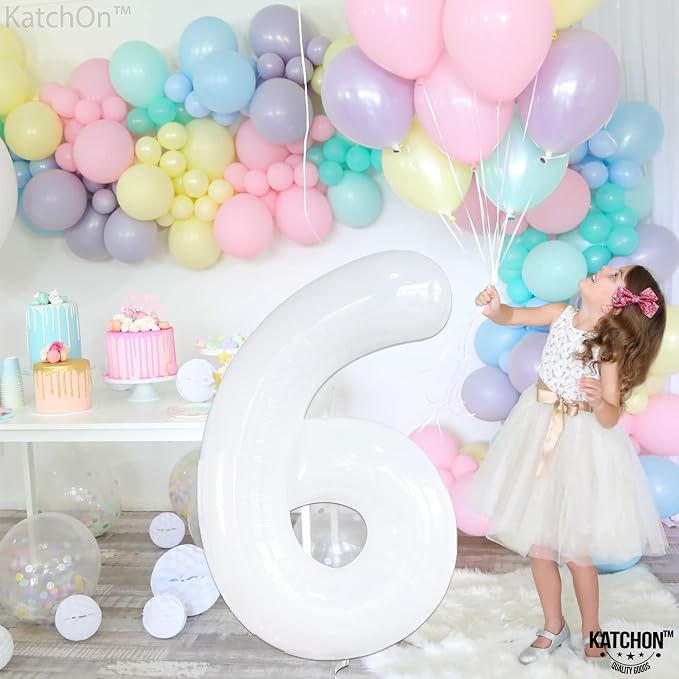 KatchOn White Number 6 Balloon 40 Inch | 6th Birthday balloon - Image 2