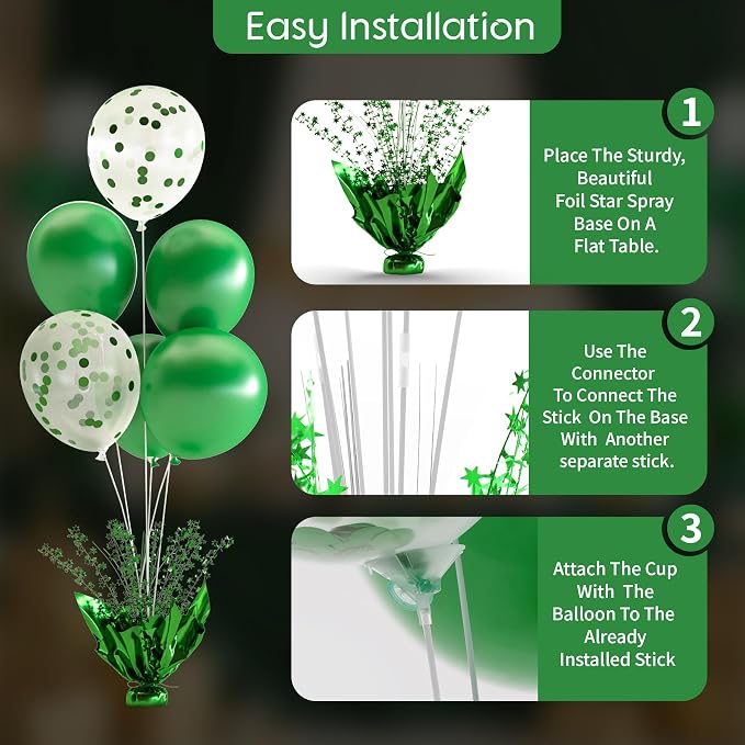 Green Balloon Table Centerpiece Kit, 2 Sets Green Balloon Stands - Image 4