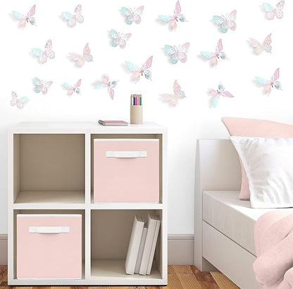 SAOROPEB 3D Butterfly Wall Decor 48 Pcs Laser Pink Butterfly Decorations | 4 - Image 4