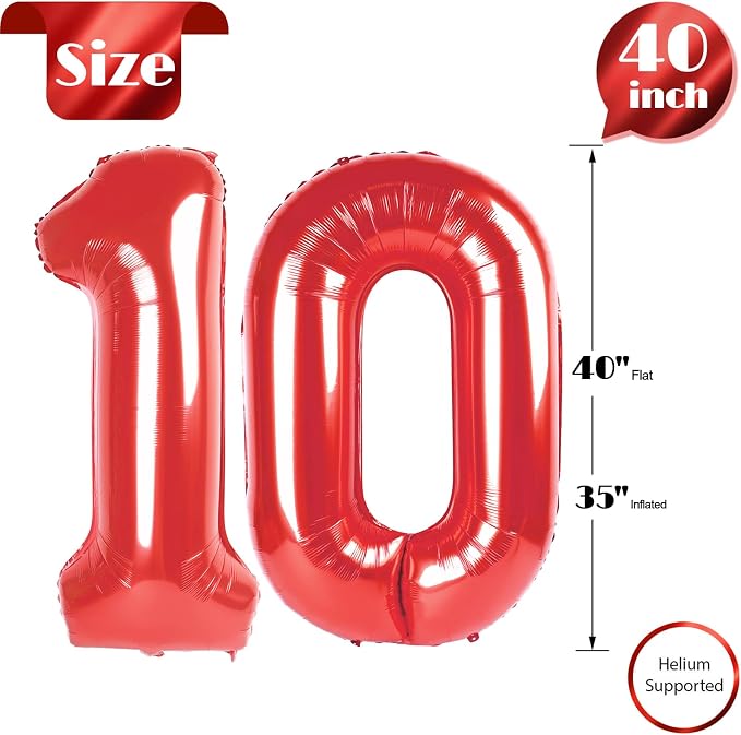 Red Number 10 Balloon 40 Inch - Image 5