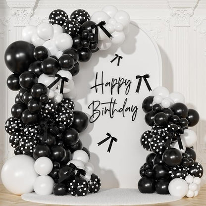 Black White Polka Dot Balloon Arch Kit, Coquette Birthday | Black White Balloons by NUTTYBASH