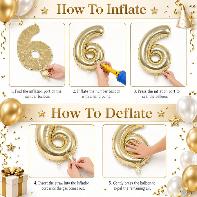 Champagne Gold 18th Birthday Balloons Number 18, 40 Inch Large Foil 1 & 8 - Image 6
