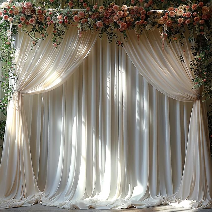 10x10ft Wrinkle Free Ivory Backdrop Curtain - Image 8